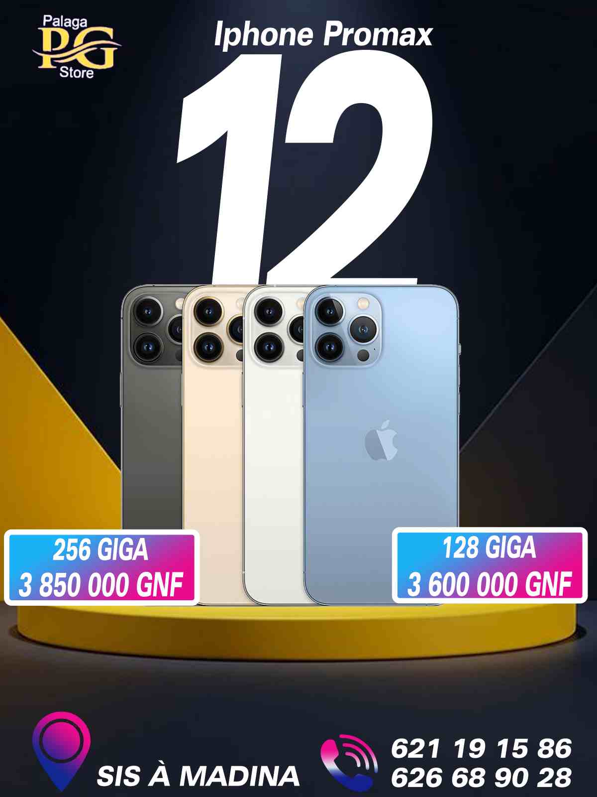 iPhone 12 Pro Max - original, 128/256/512 Go palagastore.com