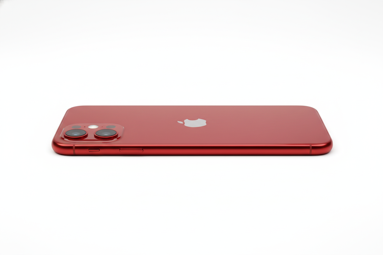 iphone 13 simple de couleur rouge avec un fond blanc ?